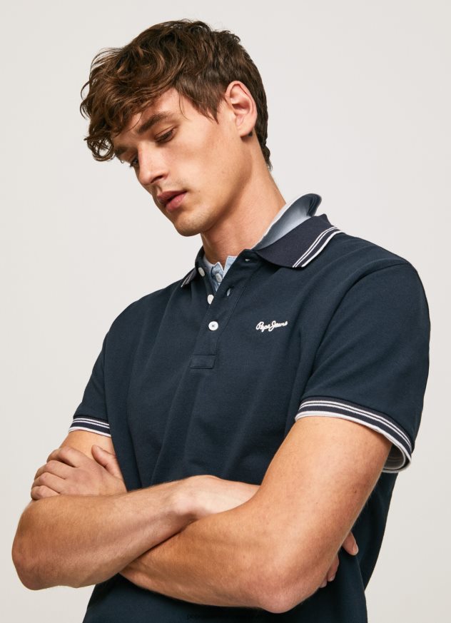 tricou polo cu logo brodat piqué bărbați Pepe Jeans dulwich 6Z0R461076
