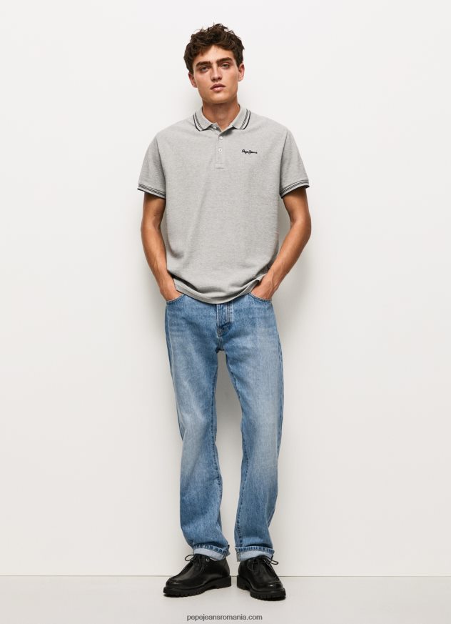 tricou polo cu logo brodat piqué bărbați Pepe Jeans marnă cenușie 6Z0R461077