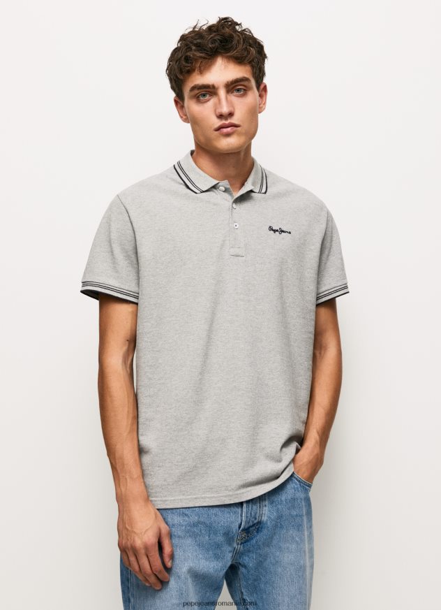 tricou polo cu logo brodat piqué bărbați Pepe Jeans marnă cenușie 6Z0R461077