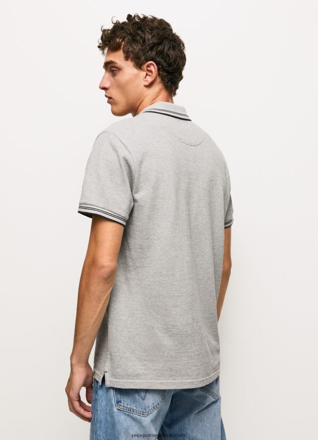 tricou polo cu logo brodat piqué bărbați Pepe Jeans marnă cenușie 6Z0R461077