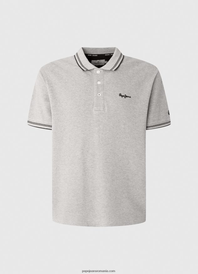 tricou polo cu logo brodat piqué bărbați Pepe Jeans marnă cenușie 6Z0R461077