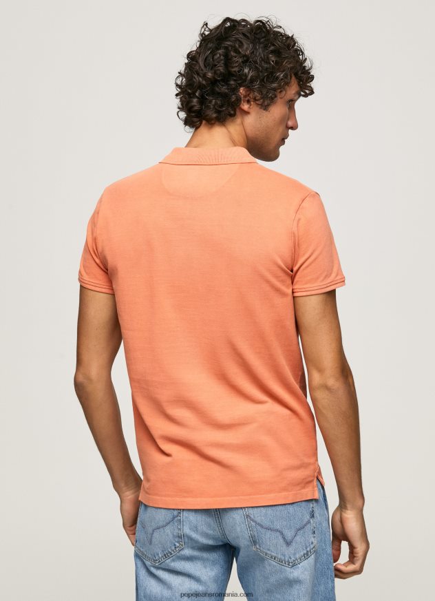 tricou polo cu logo brodat piqué bărbați Pepe Jeans portocala de dovleac 6Z0R461095