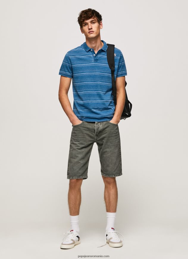 tricou polo din bumbac imprimat cu dungi bărbați Pepe Jeans indigo 6Z0R461083