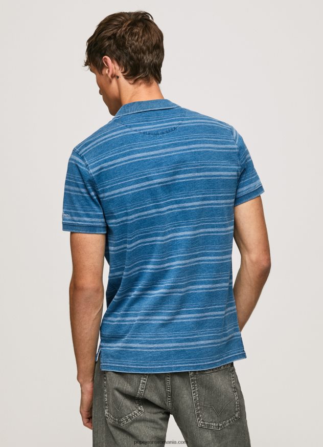 tricou polo din bumbac imprimat cu dungi bărbați Pepe Jeans indigo 6Z0R461083