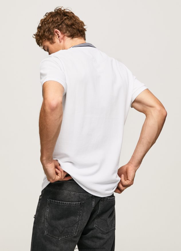tricou polo piqué cu guler baseball bărbați Pepe Jeans alb 6Z0R461087