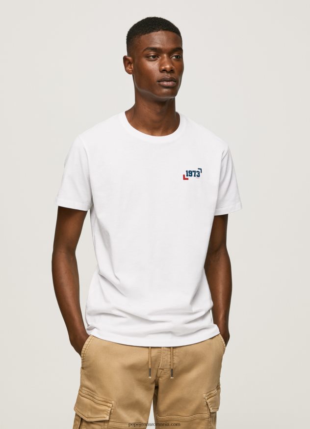 Tricou din bumbac cu logo 1973 bărbați Pepe Jeans alb 6Z0R46950