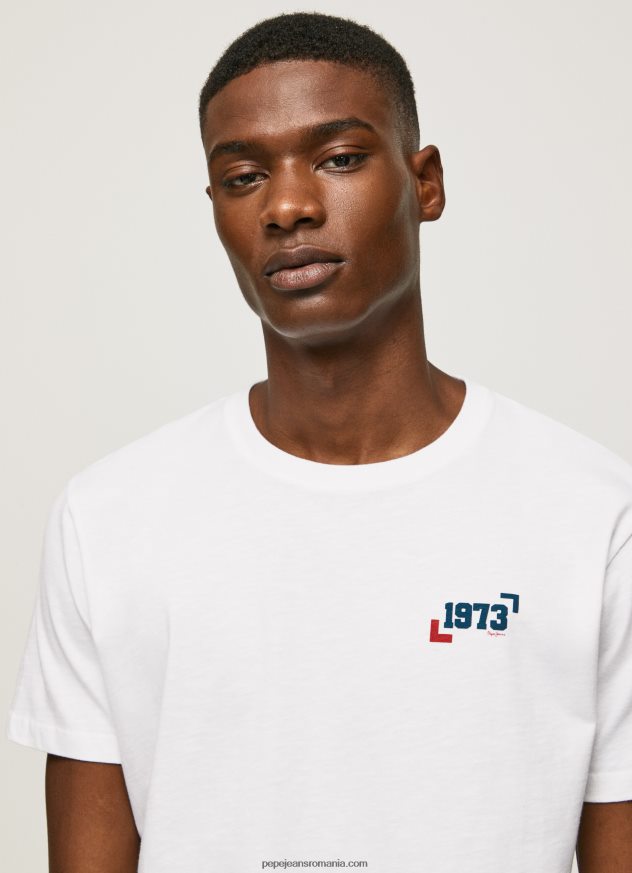 Tricou din bumbac cu logo 1973 bărbați Pepe Jeans alb 6Z0R46950