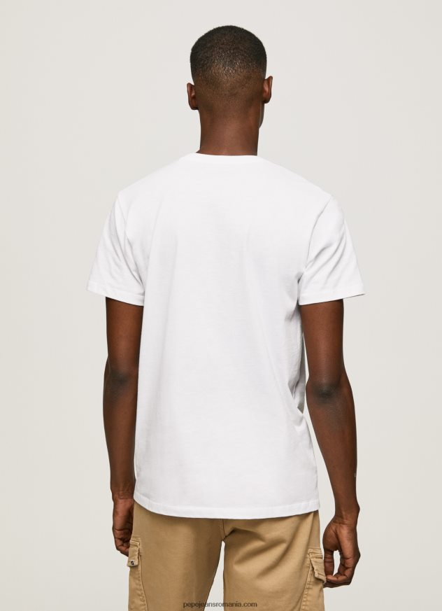 Tricou din bumbac cu logo 1973 bărbați Pepe Jeans alb 6Z0R46950