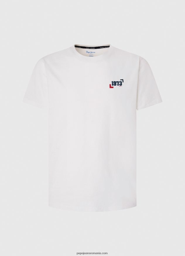Tricou din bumbac cu logo 1973 bărbați Pepe Jeans alb 6Z0R46950