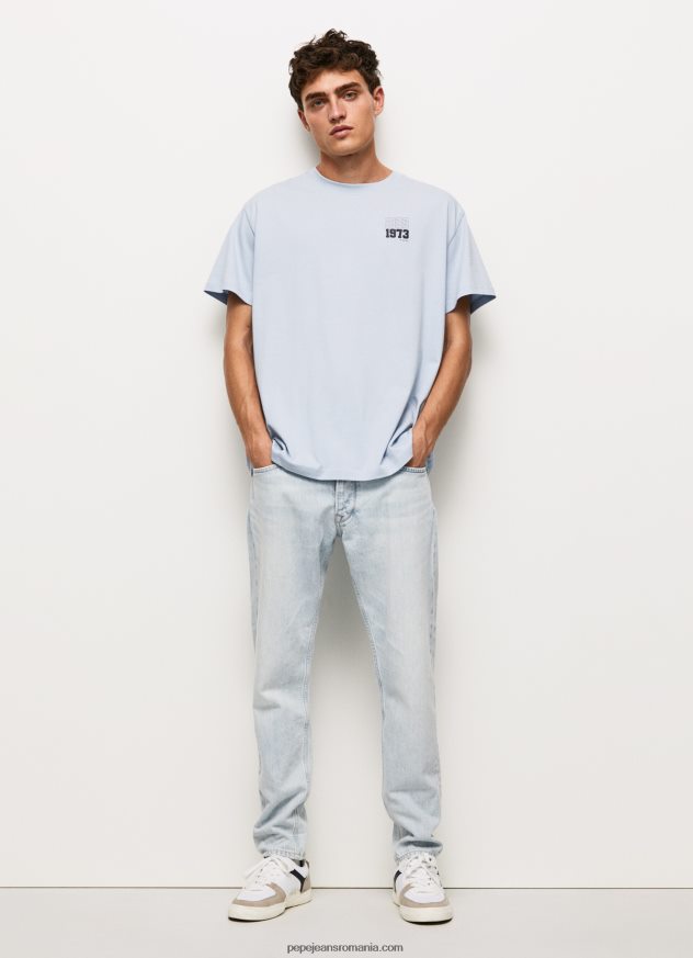 Tricou din bumbac cu logo 1973 bărbați Pepe Jeans albastru înălbitor 6Z0R46924