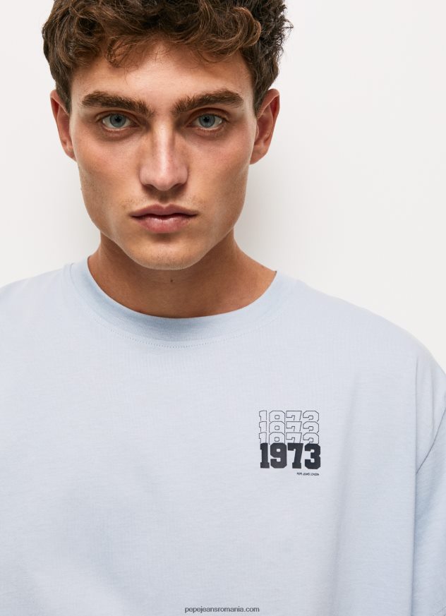 Tricou din bumbac cu logo 1973 bărbați Pepe Jeans albastru înălbitor 6Z0R46924