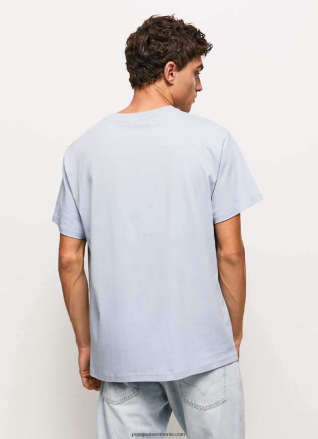 Tricou din bumbac cu logo 1973 bărbați Pepe Jeans albastru înălbitor 6Z0R46924
