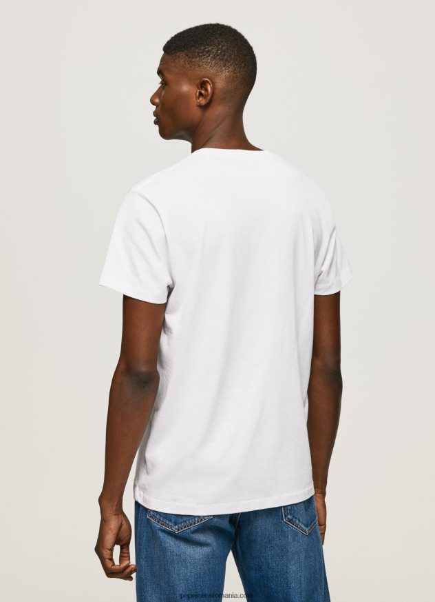 logo-ul steagului n tricou cu steagul fluturând bărbați Pepe Jeans alb 6Z0R461014