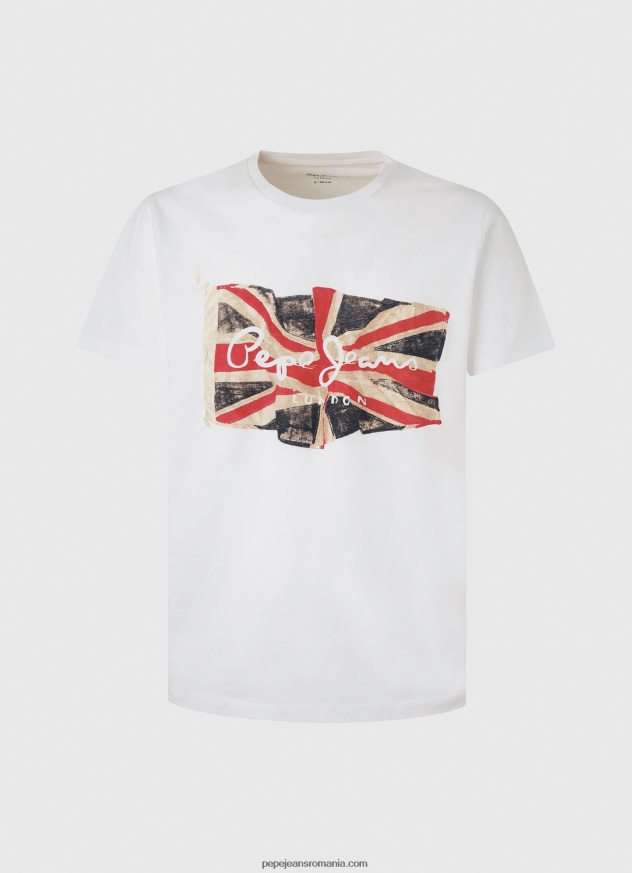logo-ul steagului n tricou cu steagul fluturând bărbați Pepe Jeans alb 6Z0R461014