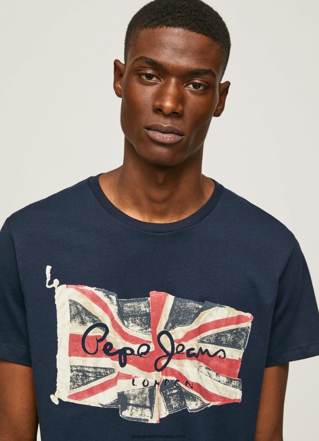 logo-ul steagului n tricou cu steagul fluturând bărbați Pepe Jeans dulwich 6Z0R46935