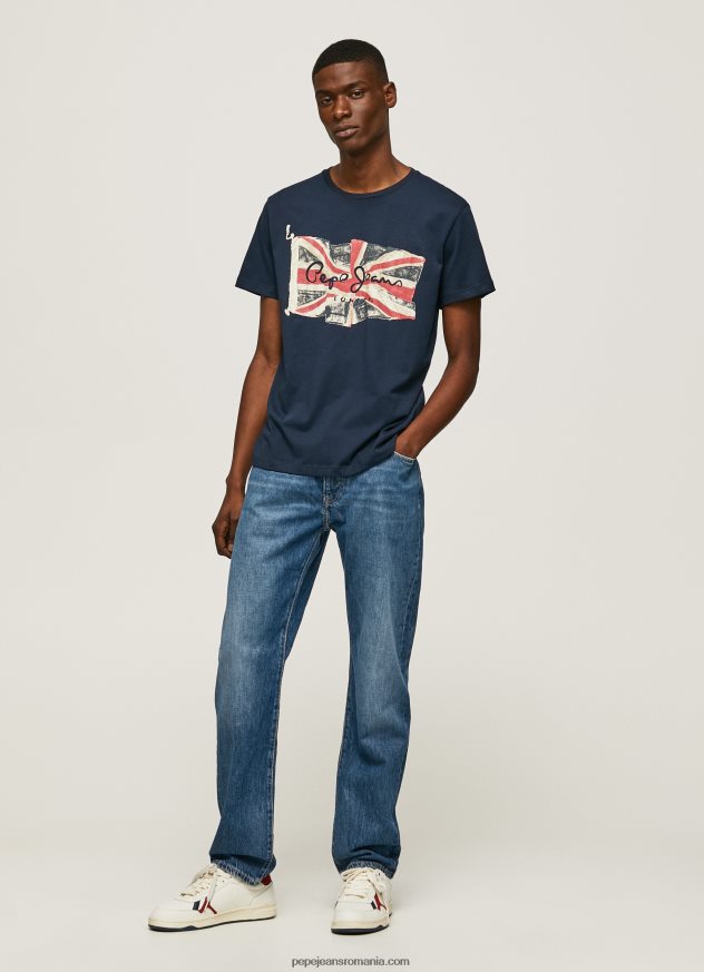 logo-ul steagului n tricou cu steagul fluturând bărbați Pepe Jeans dulwich 6Z0R46935
