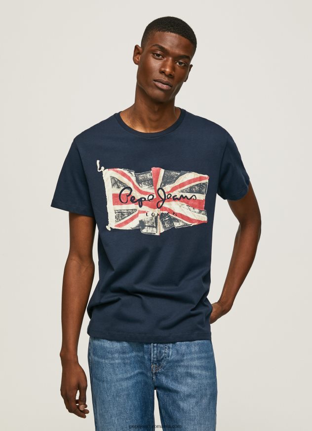 logo-ul steagului n tricou cu steagul fluturând bărbați Pepe Jeans dulwich 6Z0R46935