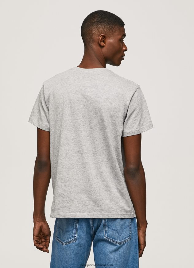 logo-ul steagului n tricou cu steagul fluturând bărbați Pepe Jeans marnă cenușie 6Z0R46936