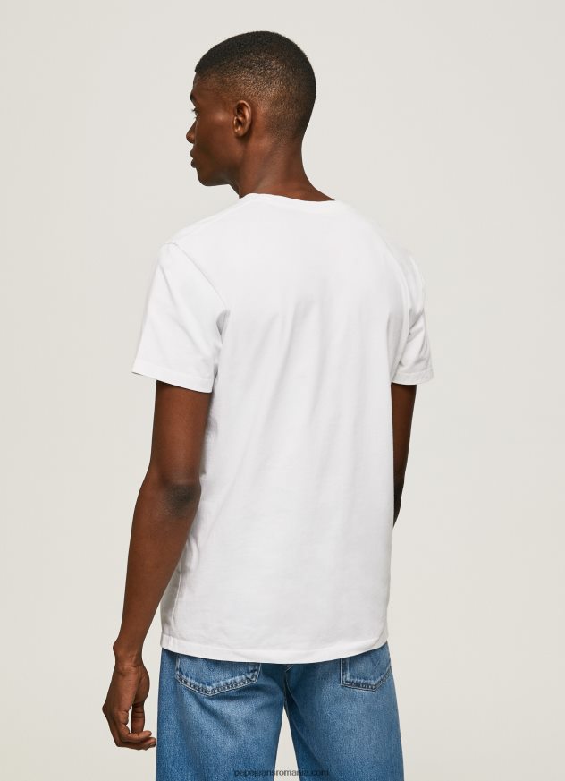 tricou cu imprimeu cu logo bărbați Pepe Jeans alb 6Z0R46970