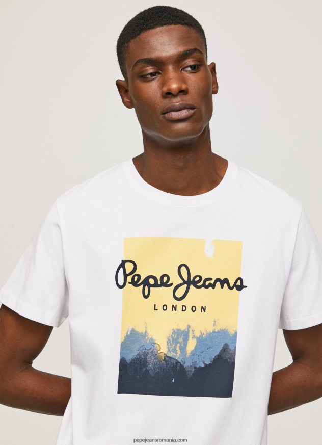tricou cu imprimeu cu logo bărbați Pepe Jeans alb 6Z0R46974