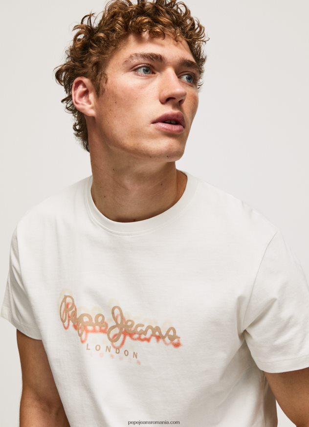 tricou cu imprimeu cu logo bărbați Pepe Jeans aproape alb 6Z0R46992