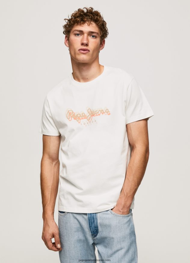 tricou cu imprimeu cu logo bărbați Pepe Jeans aproape alb 6Z0R46992