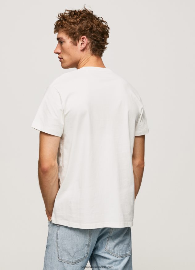 tricou cu imprimeu cu logo bărbați Pepe Jeans aproape alb 6Z0R46992