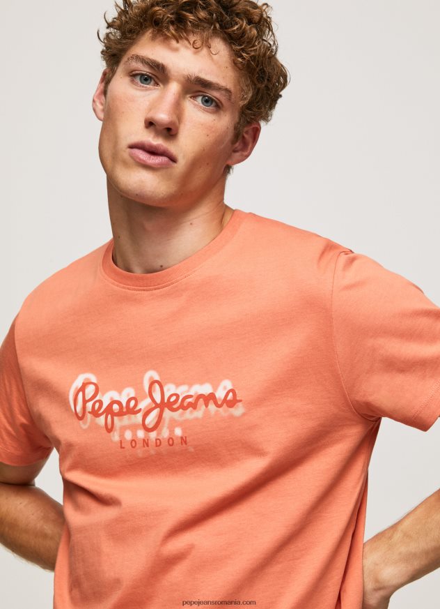 tricou cu imprimeu cu logo bărbați Pepe Jeans portocala de dovleac 6Z0R46991
