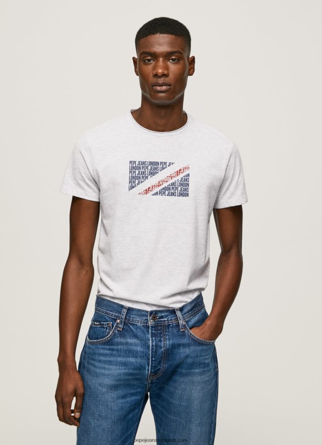 tricou cu imprimeu cu logo marmorat bărbați Pepe Jeans alb 6Z0R46987