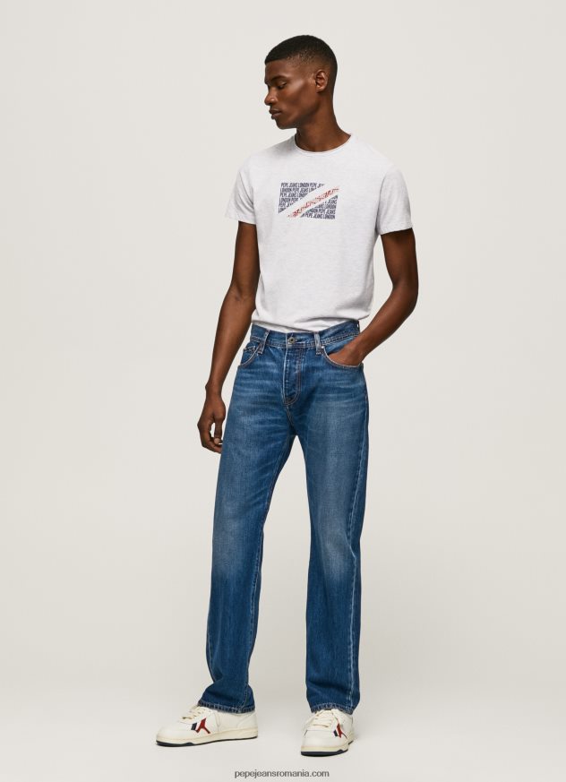 tricou cu imprimeu cu logo marmorat bărbați Pepe Jeans alb 6Z0R46987