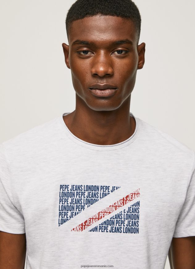 tricou cu imprimeu cu logo marmorat bărbați Pepe Jeans alb 6Z0R46987