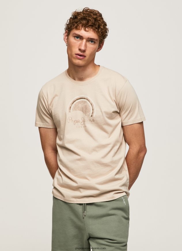 tricou cu logo cu efect uzat bărbați Pepe Jeans malţ 6Z0R46962