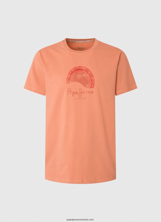 tricou cu logo cu efect uzat bărbați Pepe Jeans portocala de dovleac 6Z0R46964