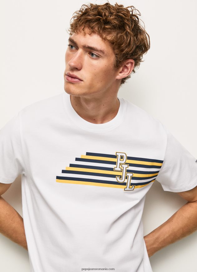 tricou cu logo cu litere bărbați Pepe Jeans alb 6Z0R46977