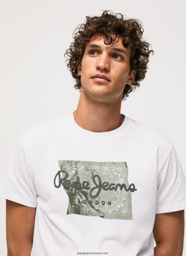 tricou cu logo din bumbac bărbați Pepe Jeans alb 6Z0R46938