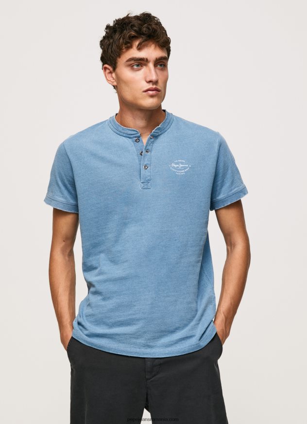 tricou din bumbac cu guler brut bărbați Pepe Jeans albastru deschis 6Z0R46965