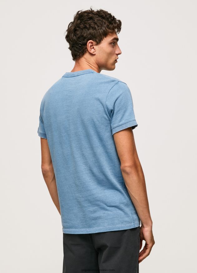 tricou din bumbac cu guler brut bărbați Pepe Jeans albastru deschis 6Z0R46965