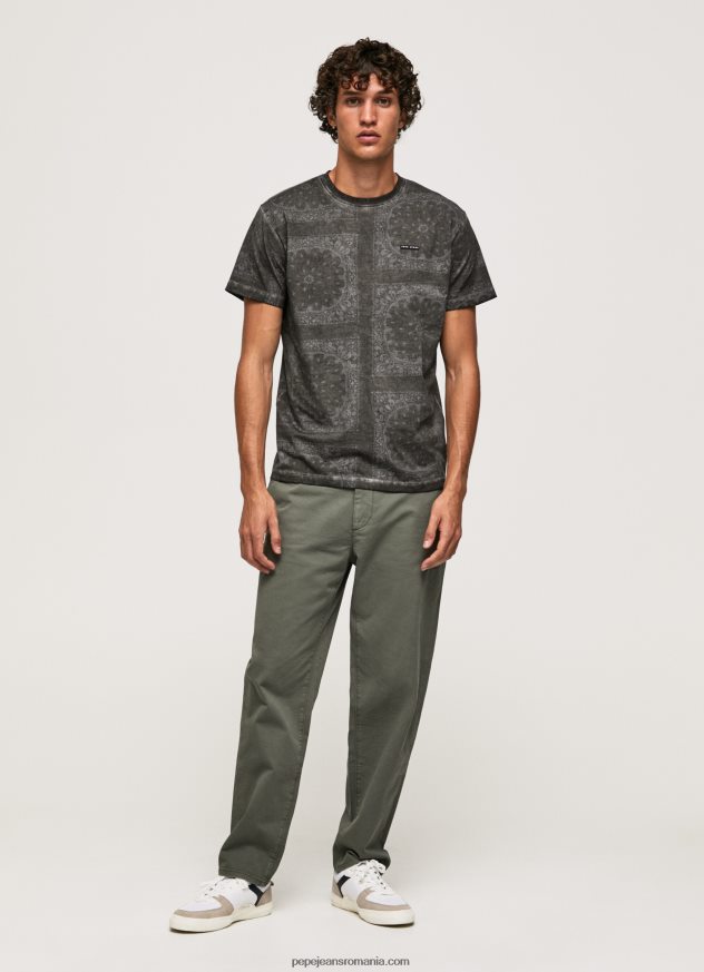 tricou din bumbac cu imprimeu bandana bărbați Pepe Jeans negru spalat 6Z0R46937