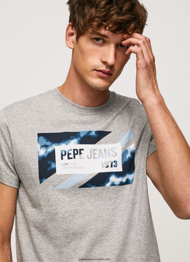 tricou din bumbac cu imprimeu steag bărbați Pepe Jeans marnă cenușie 6Z0R46957