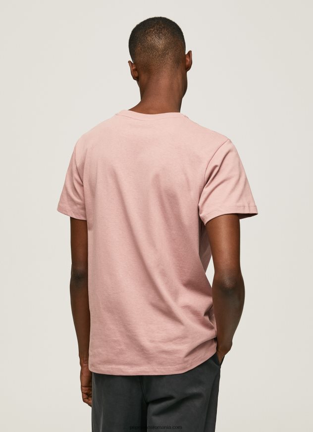 tricou din bumbac cu logo brodat bărbați Pepe Jeans înălbitor roz 6Z0R46926