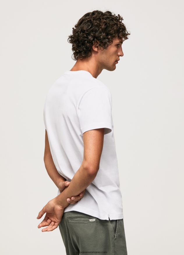 tricou din bumbac cu logo de înaltă densitate bărbați Pepe Jeans alb 6Z0R46919