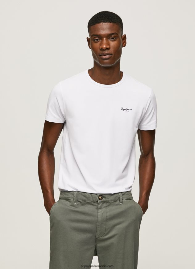 tricou din bumbac cu logo imprimat bărbați Pepe Jeans alb 6Z0R461011