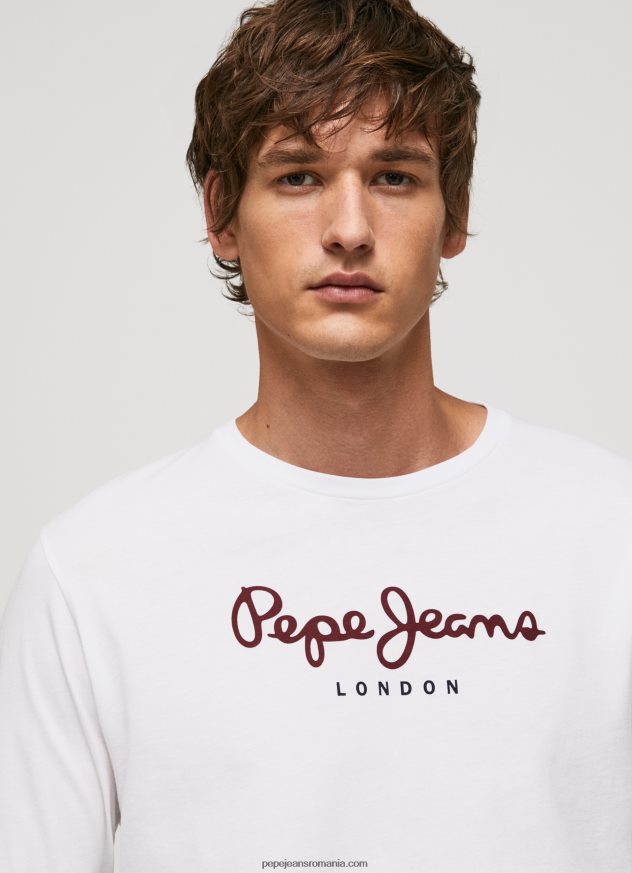 tricou din bumbac cu logo imprimat bărbați Pepe Jeans alb 6Z0R461018