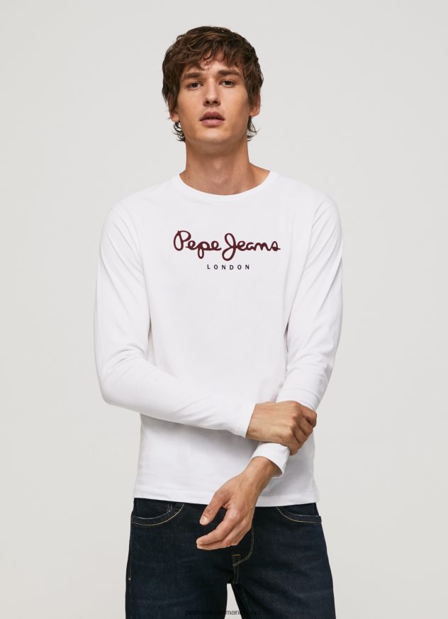 tricou din bumbac cu logo imprimat bărbați Pepe Jeans alb 6Z0R461018