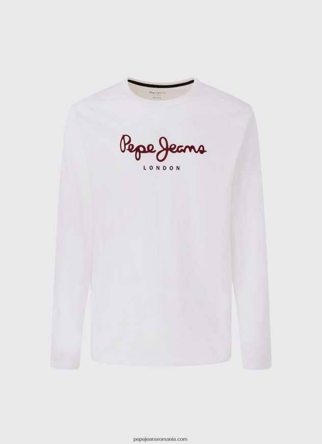 tricou din bumbac cu logo imprimat bărbați Pepe Jeans alb 6Z0R461018