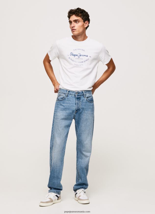 tricou din bumbac cu logo imprimat bărbați Pepe Jeans alb 6Z0R46921