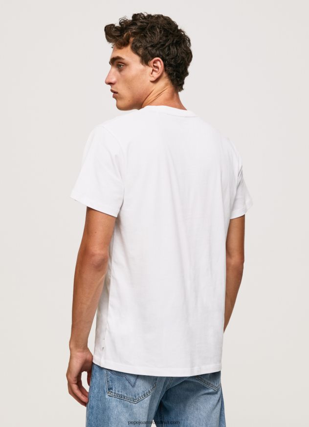tricou din bumbac cu logo imprimat bărbați Pepe Jeans alb 6Z0R46921