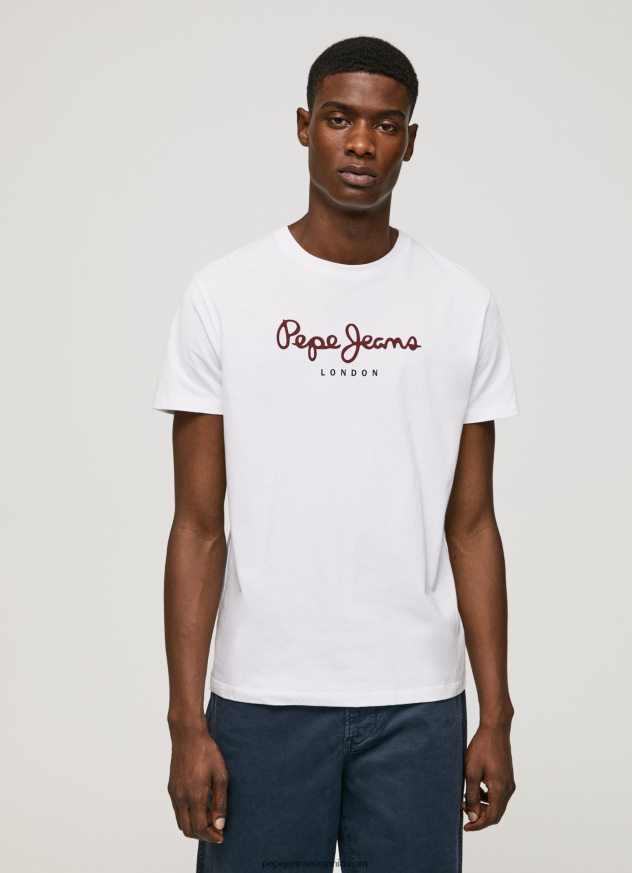 tricou din bumbac cu logo imprimat bărbați Pepe Jeans alb 6Z0R46998