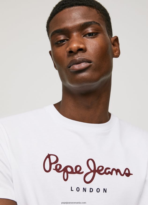 tricou din bumbac cu logo imprimat bărbați Pepe Jeans alb 6Z0R46998