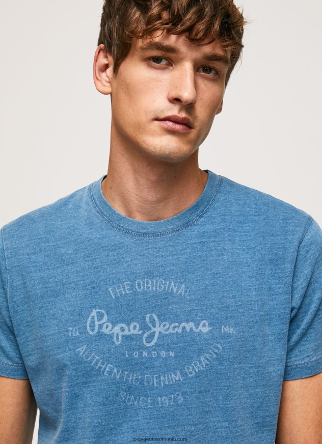 tricou din bumbac cu logo imprimat bărbați Pepe Jeans albastru deschis 6Z0R46967